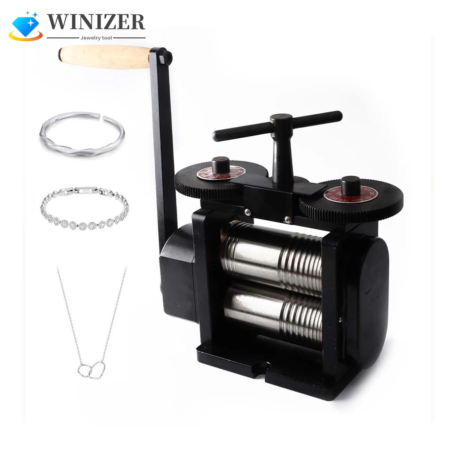 

Jewelry Rolling Mill Machine 110-130mm Manual Combination Rolling Mills for Wire Flat Semicircle Metal Sheet Marking DIY Tools