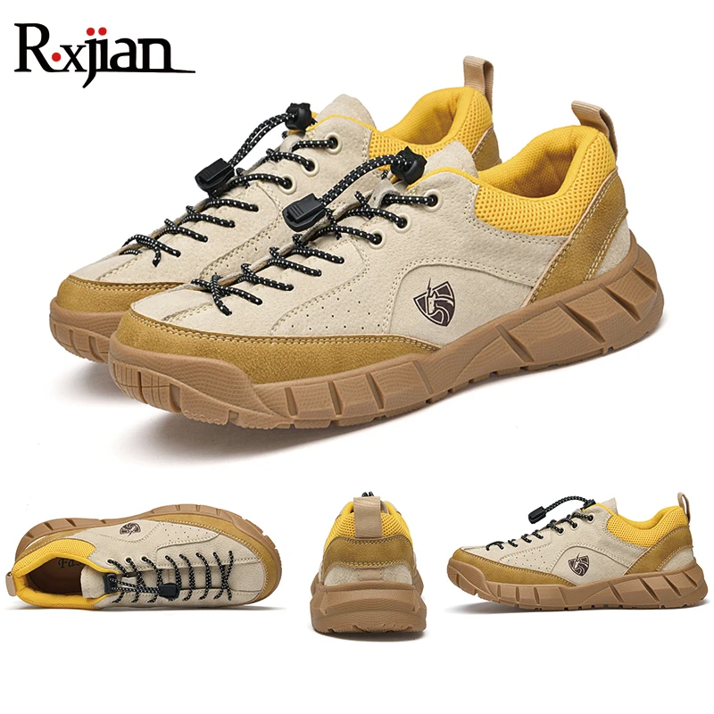 

R. XJIAN Lovers' Mountaineering Shoes Elastic Belt Outdoor Walking Camping Hunting And Leisure Low Top Suede Sneakers