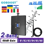 Двухполосный сотовый усилитель GOBOOST, 4G LTE 900 1800 2100 2G 3G GSM 850 1900 для усиления сигнала Интернета, Усилитель сотового телефона, ретранслятор голоса