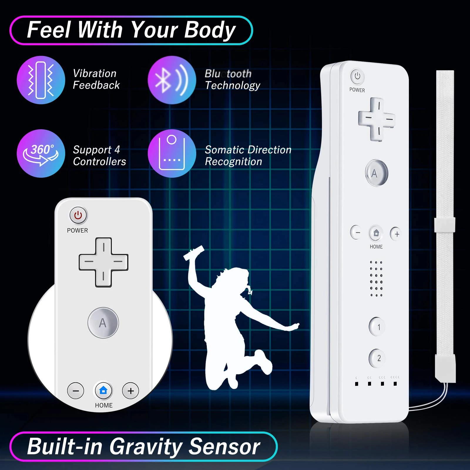 For Nintendo Wii/Wii U Joystick 2 in 1 Wireless Remote Gamepad Controller Set Optional Motion Plus with Silicone Case Video Game
