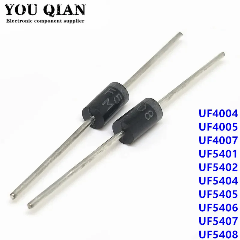 Высокоскоростные выпрямители UF4001 UF4002 UF4004 UF4005 UF4007 UF5401 UF5402 UF5404 UF5405 UF5406 UF5407 UF5408 DO-27, 20 шт./партия