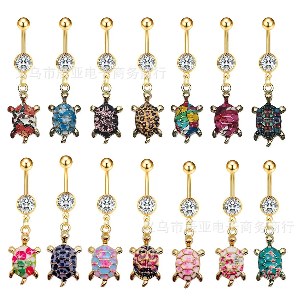 Нержавеющая сталь пупка ногтей красочная черепаха сплав масляная капля кулон