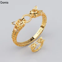 donia jewelry fashion double headed leopard micro inlaid aaa zircon bracelet set creative leopard ladies bracelet set