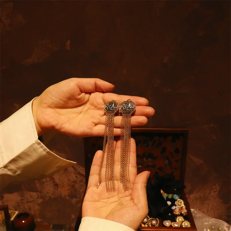 Байяман древние монеты-цепочки с бахромой серьги в европейском и американском