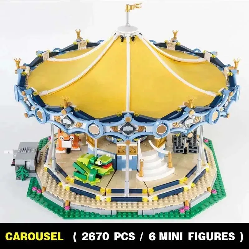 2670 шт. 10257 детские строительные блоки Fairground Grand Carousel кирпичи детский подарок на