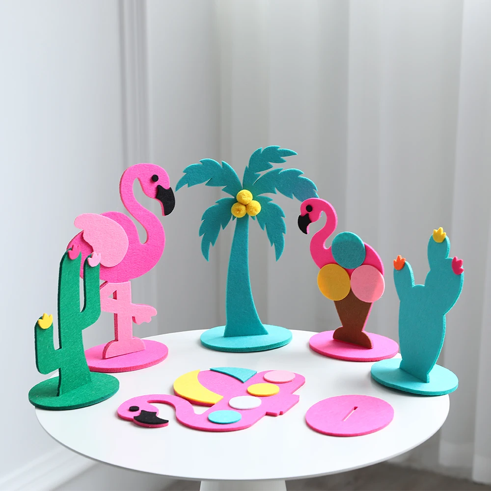 

2pcs Tropical Hawaiian Party Decoration Felt Table Ornament DIY Flamingo Pineapple Coconut Tree Decors Summer Birthday Supplies