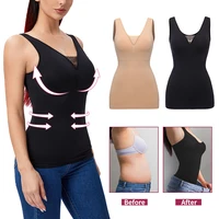 women shapewear padded tummy control tank top body shaper slimming camisole removable body shaping compression vest corset