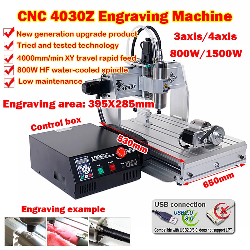 

LY CNC Router 4030Z Linear Guide Rail 4axis 3axis Engraving Cutting Machine Engraver for Wood Carving Milling Marking 1500W 800W