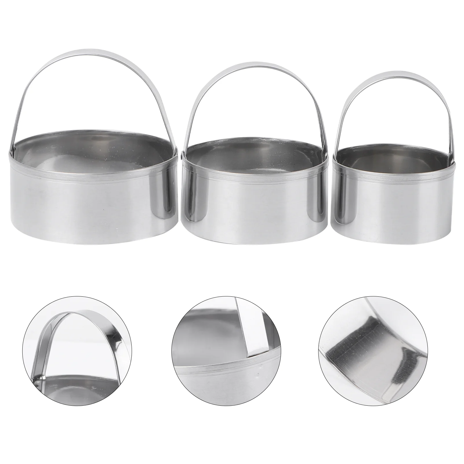 

Set of 3 Cookie Molds DIY Circle Stainless Steel Dough Biscuit for Home Kitchen