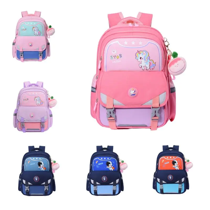 Легкий школьный портфель с мультипликационным единорогом и двойным плечом для