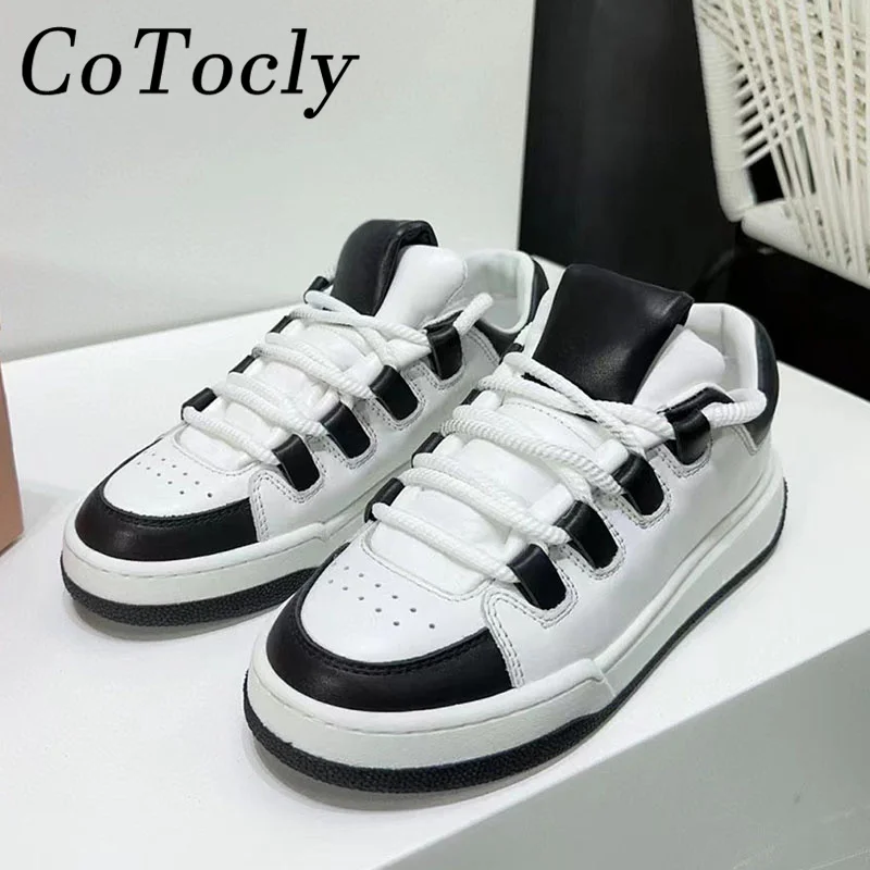 

Кроссовки женские из натуральной кожи, Повседневная Удобная Уличная обувь на плоской подошве, со шнуровкой, круглый носок, разноцветные