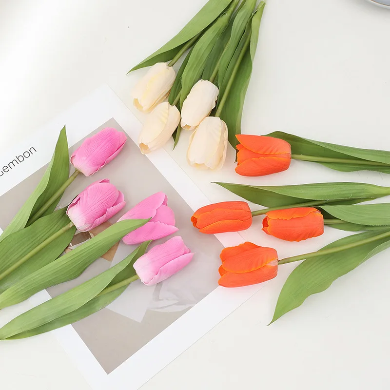 

3pcs High End Touch Moisturizing Tulip Artificial Flowers For Home Decoration Cake Decoration Photography And Scenery Flowers