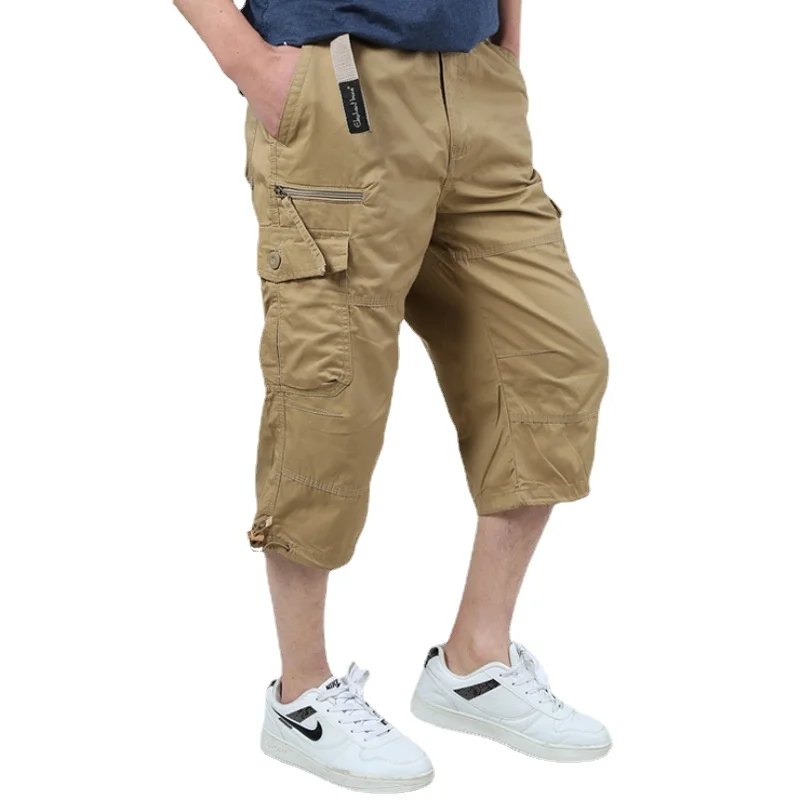 

Long Length Cargo Shorts Men Summer Casual Cotton Multi Pockets Hot Breeches Cropped Trousers Military Camouflage Shorts 29-44