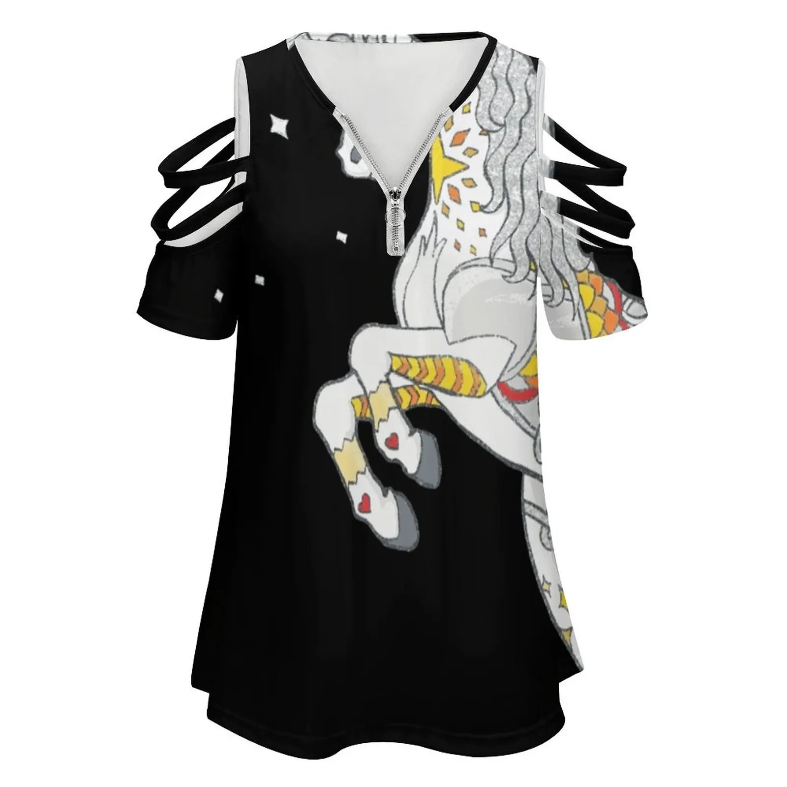 Женская футболка с круглым вырезом и единорогом Мандала повседневные топы