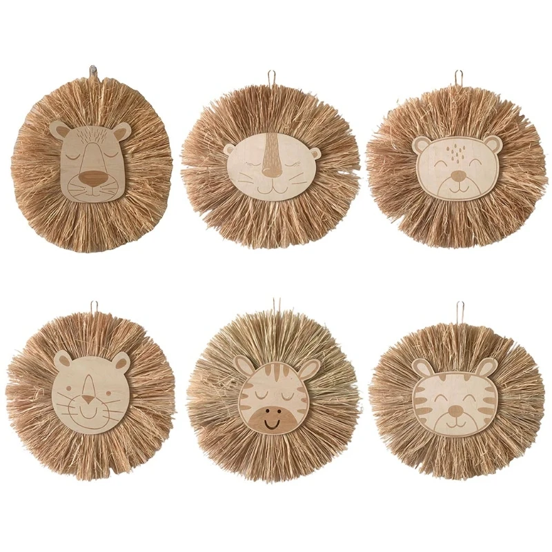 

Wall Hanging Ornaments Cartoon Animal Head Background Wall Modern Decor for Bedroom Dorm Room Apartment Gallery Nordic