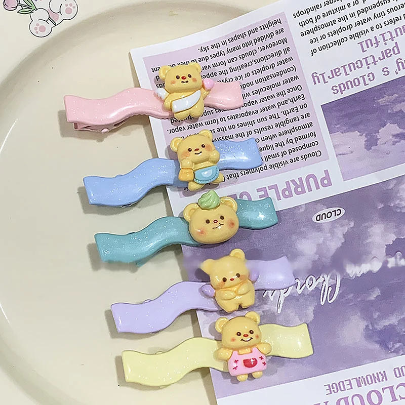 Мультяшная заколка для волос с изображением медведя женщин и девушек милая