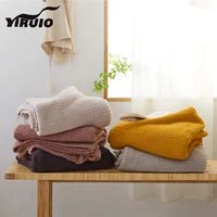 yiruio downy fuzzy cozy knitted throw blanket pink yellow gray beige purple microfiber nordic decorative blanket for bed sofa