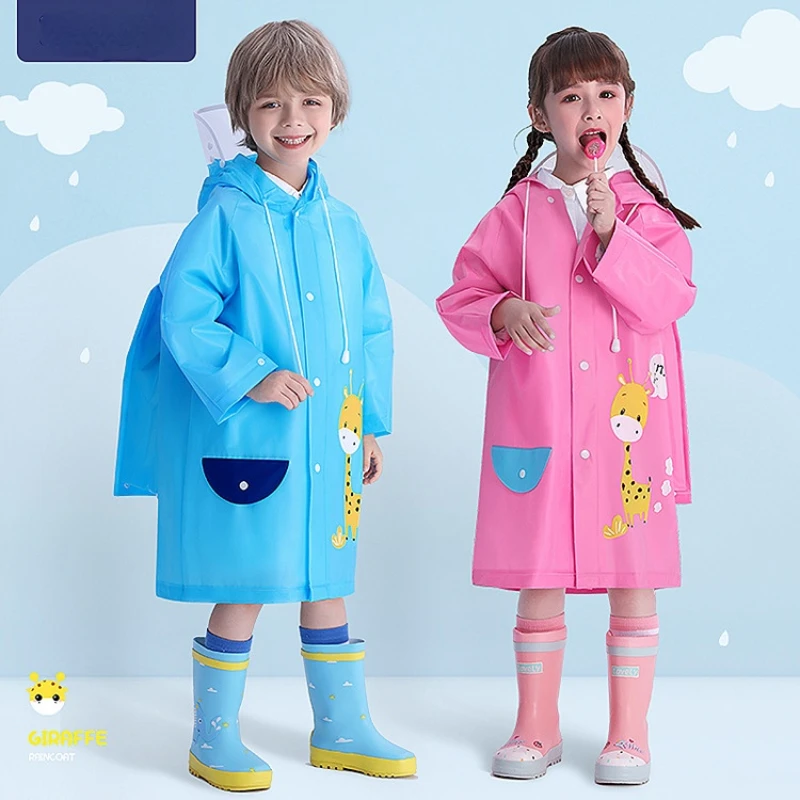 

Детский дождевик с рюкзаком для мальчиков и девочек учеников начальной школы водонепроницаемый длинный детский плащ