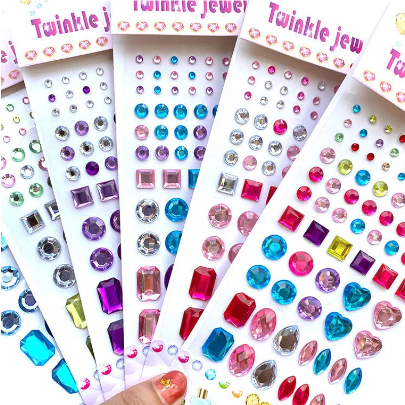 

Mixed 3D Gem Kids Toys Stickers Diamond Sticker Acrylic Crystal Sticker DIY Self Adhesive Rhinestone for iPhone Nail Decoration