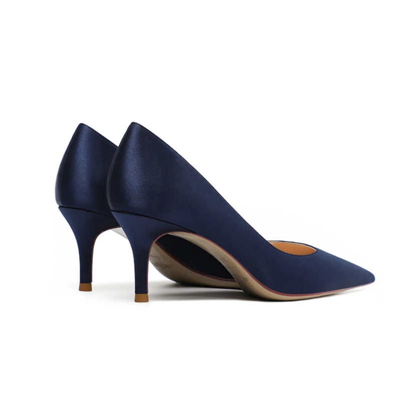 Туфли-лодочки женские атласные элегантные пикантные вечерние туфли заостренный