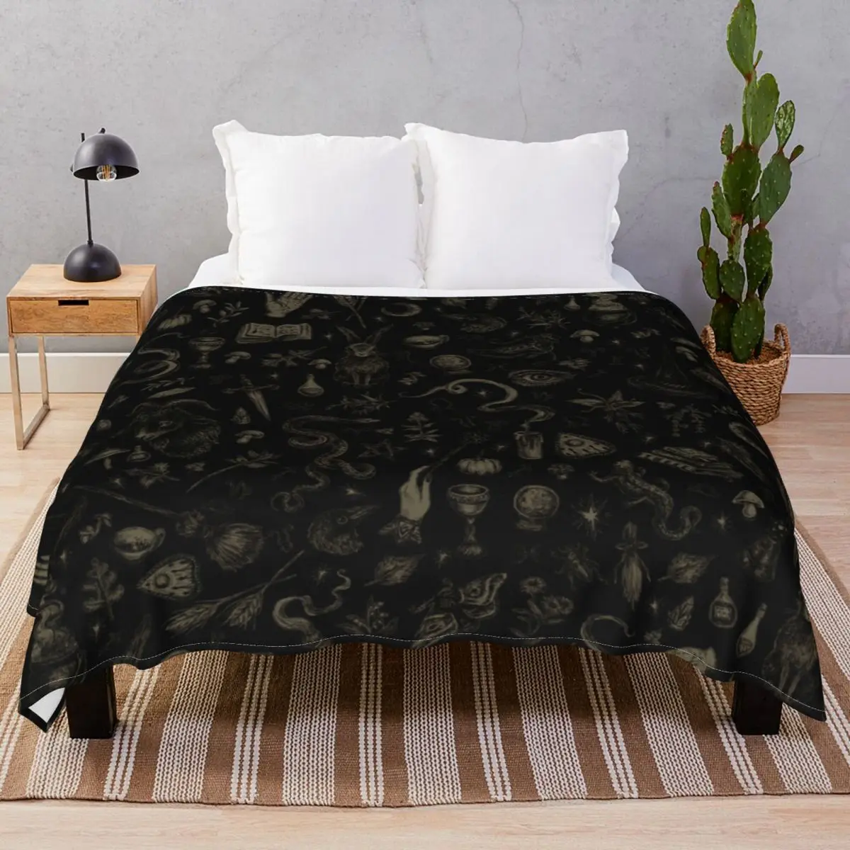 Just Witch Things Black And Beige Blanket Flannel Winter Breathable Throw Blankets for Bed Sofa Camp Cinema