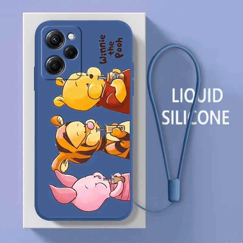 

Winnie the Pooh For Xiaomi POCO X5 M5 C40 M4 X4 F4 C40 X3 NFC F3 GT M4 M3 M2 Pro C3 4G 5G Liquid Rope Phone Case Coque Capa