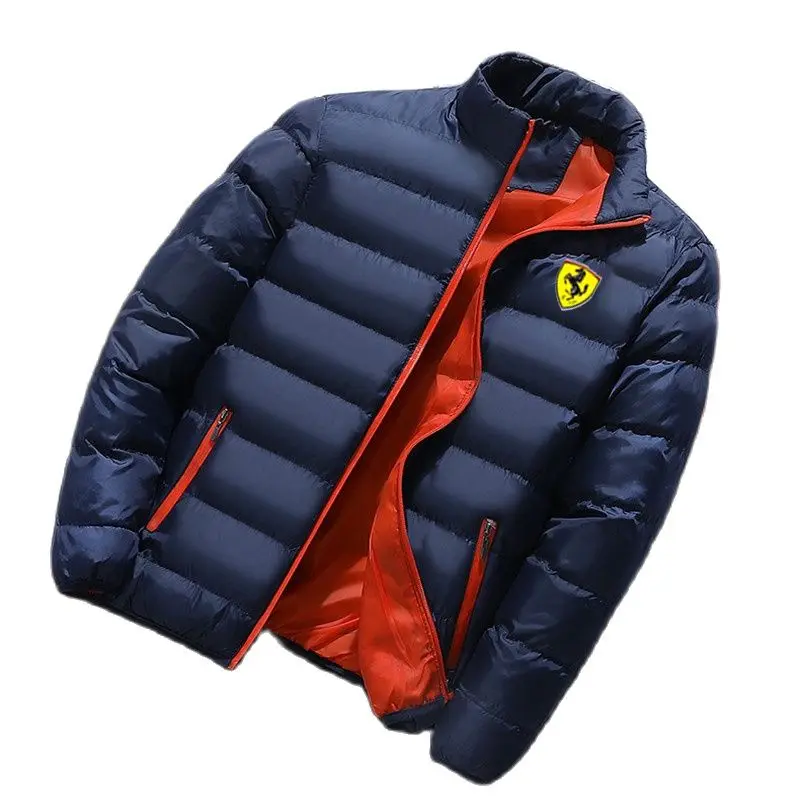 Autumn and Winter 2023 Men's Printed Ferrari Jacket, Down Cotton Jacket, Casual Fashion Men's Hooded Zipper Top