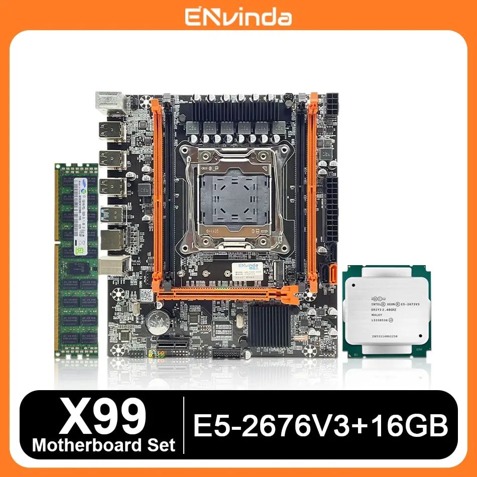 

Комплект материнской платы ENVINDA X99 с процессором Xeon E5 2676V3 LGA2011-3 1*16 ГБ или 2*8 ГБ PC3 1600 МГц DDR3 DIMM память RAM REG ECC NVMEM.2