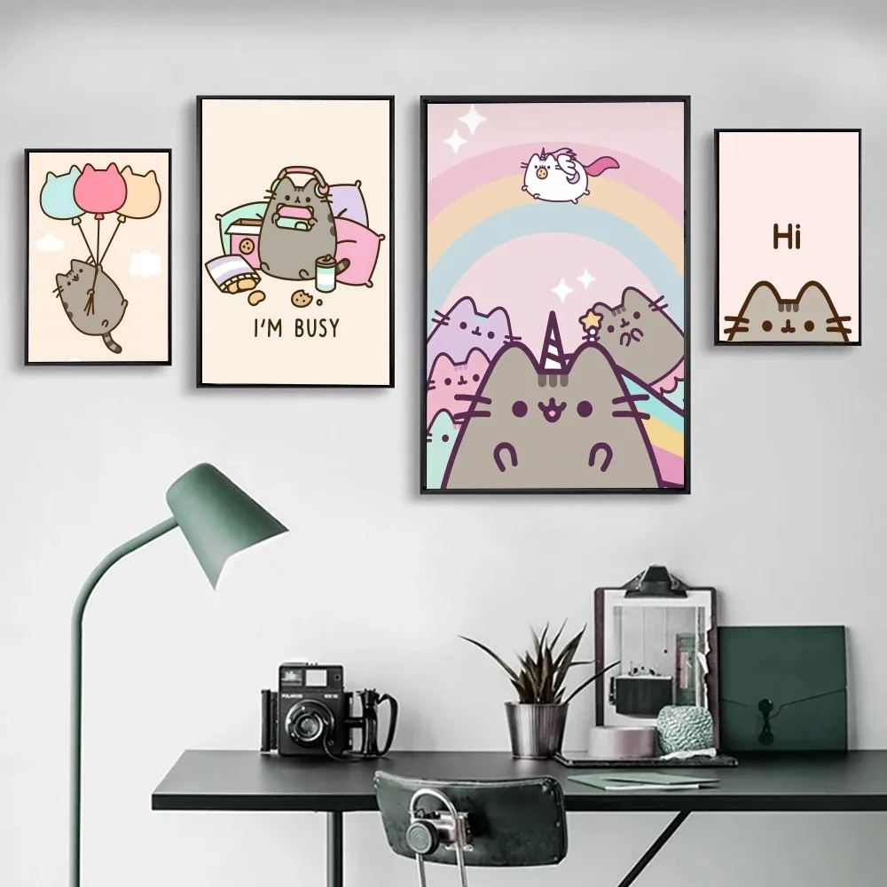Мультфильм Cute-P-Pusheens плакат постеры крафт-бумага винтажный постер настенная