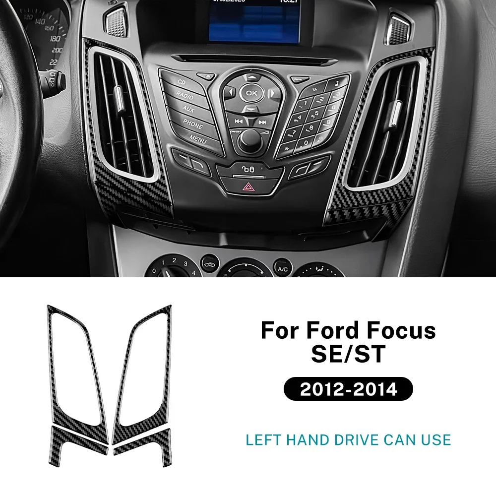 

Настоящее мягкое углеродное волокно для Ford Focus 3 MK3 2012 2013 2014 SE/ST, автомобильная центральная рамка для воздуховыпускного отверстия, наклейка, аксессуары с левым рулем