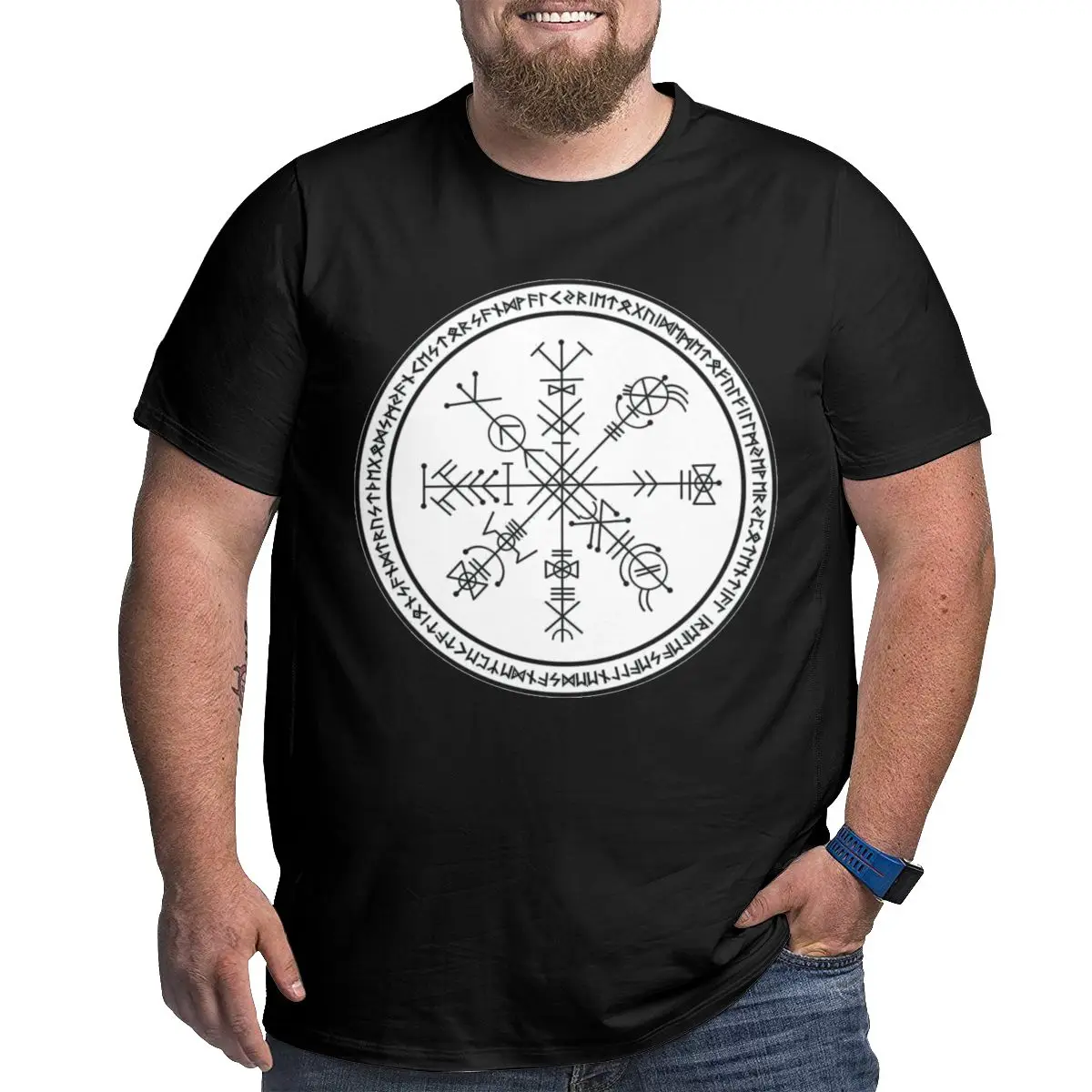 

Big Size T-shirt Viking Rune Circle Vikings Funny Joke R339 Graphic Cool Plus Size Plus Size Tops Tees