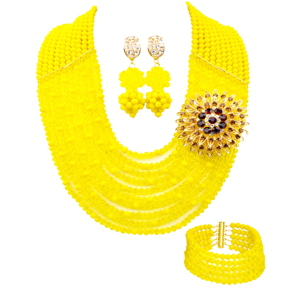 Laanc жёлтые Африканские свадебные бусины нигерийские Кристаллы ювелирные наборы