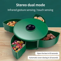 intelligent induction fruit tray household gift smart sensor auto rotating dried fruit tray lazy snack nut storage box 2022 new