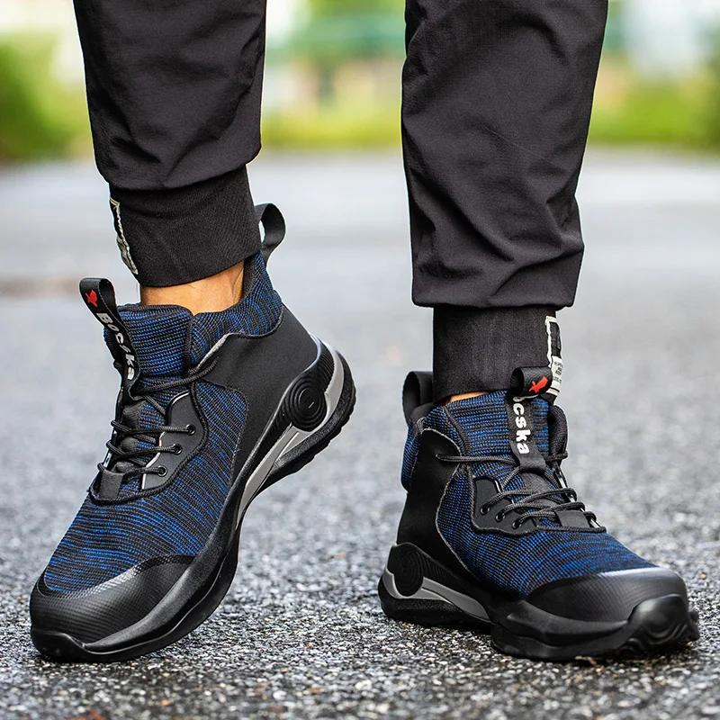 

New Work Safety Shoes For Men Wear Resistance Protect Safety Shoes Steel Toe Soft Light Work Boots For Outdoor Work Elastic