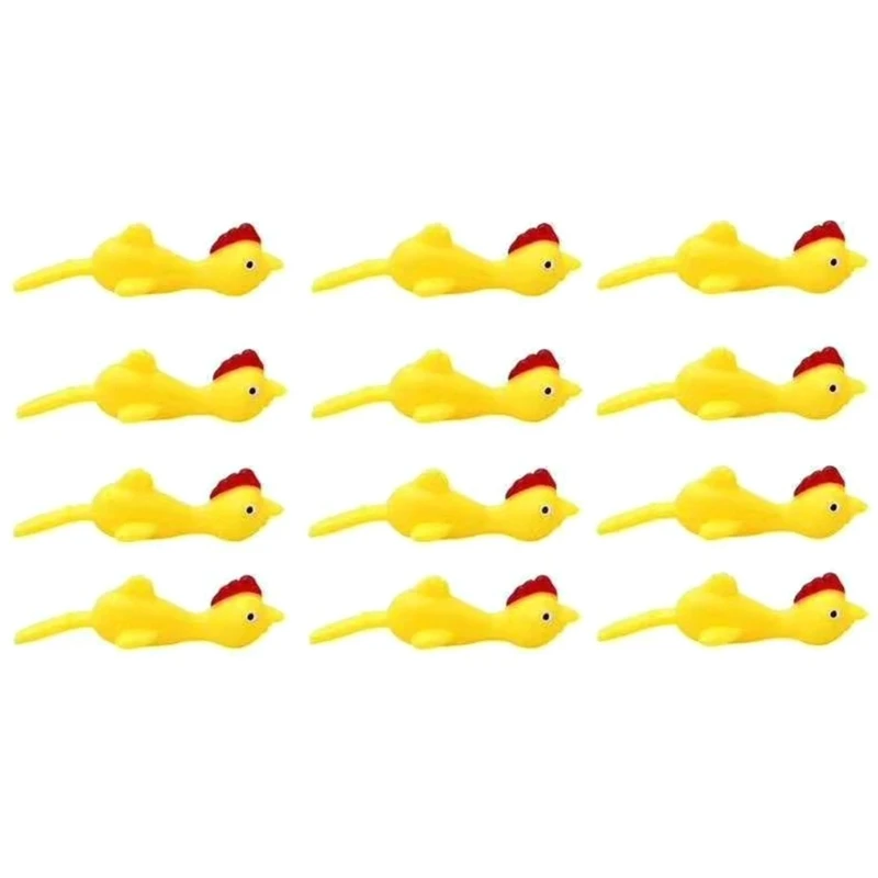 

12 Pack Finger Flying Chicken Slingshots on Wall Stretchy Toy for Teens