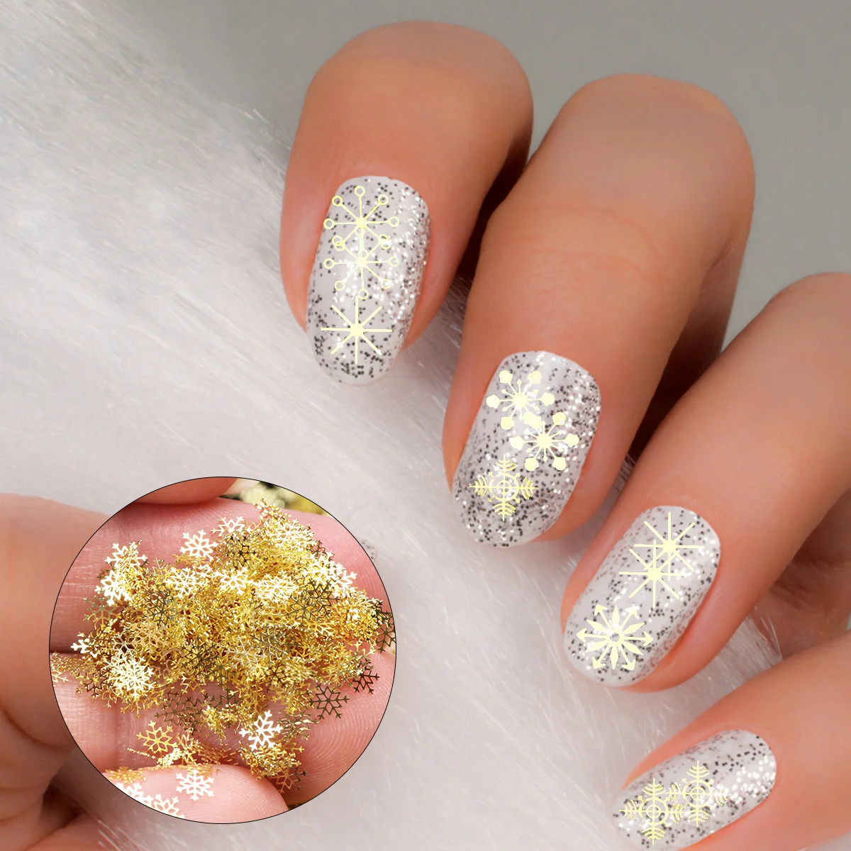 

Nail Christmas Decals Snowflake Stickers Sequin Sequins Glitter Decoration Decoraciones Para Manicure Sparkle Nail sticker