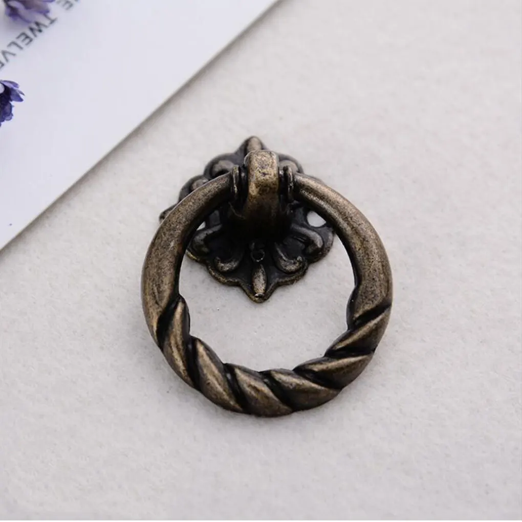 

2pcs Zinc Alloy Drawer Handle Antique Twine Carved Cabinet Wardrobe Single Hole Mobile Door Handle Furniture Hardware Supplies
