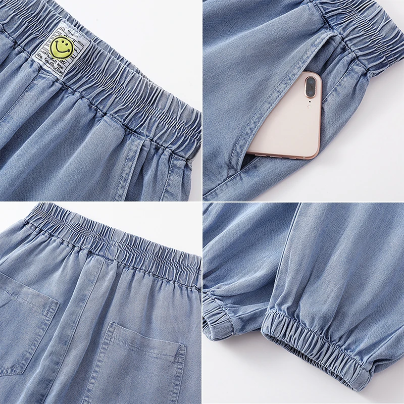 Rimocy 2022 Spring Blue Loose Harem Jeans Women Elastic High Waist Casual Pants Woman Streetwear Denim Long Trousers Female 2XL |