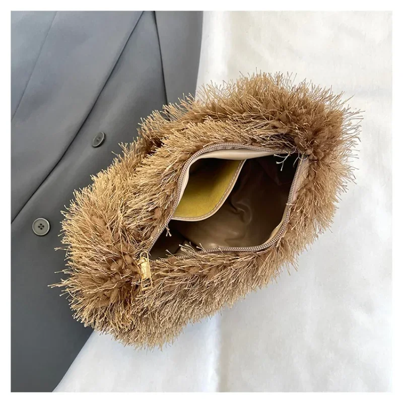 Бархатная молния 2024 зимняя хит продаж женская сумка на плечо однотонная модная