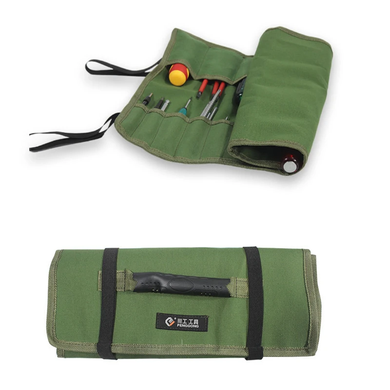 

Durable Thick Canvas Pouch Tool Bags Storage Organizer Instrument Case Portable For Electrical Tool Tote Bag Multifunction Case