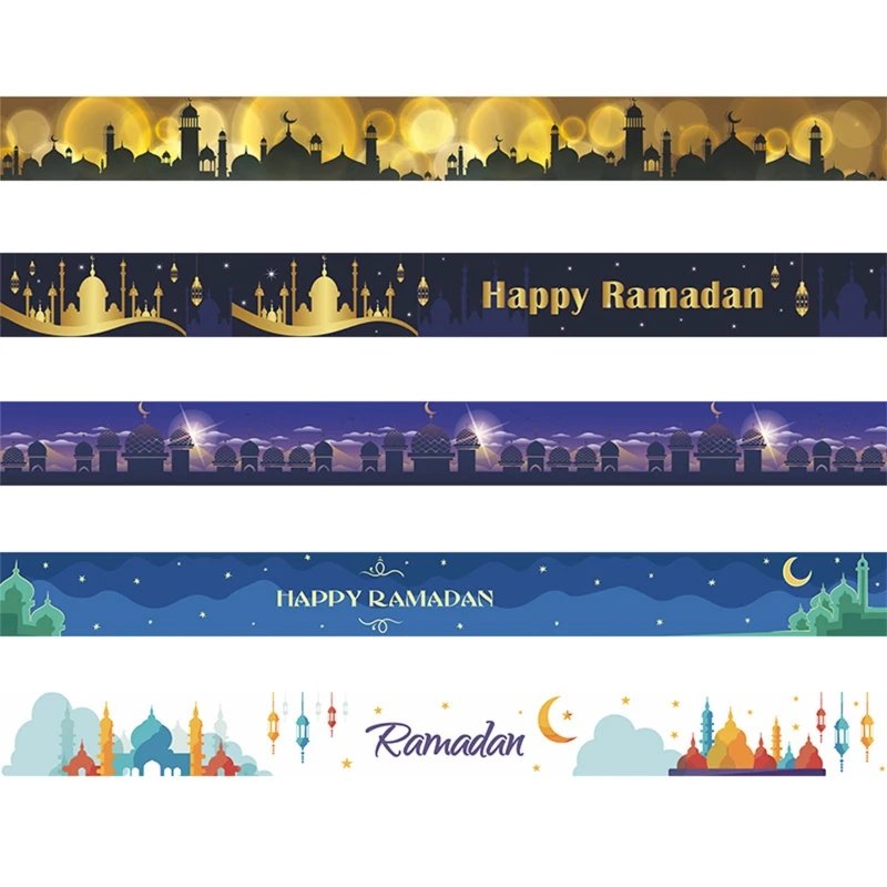 

Happy Ramadan Stair Floor Waistline Moon Star Castle Wall Sticker Decal