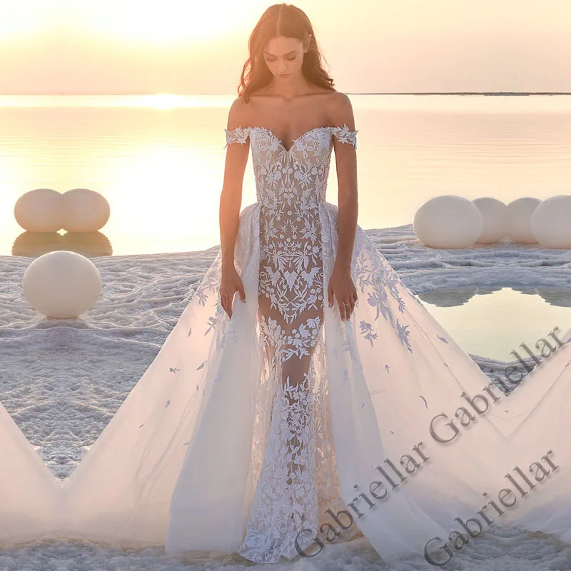 

Gabriellar Mermaid Wedding Dress Sweetheart Off-Shoulder Exquisite Appliques Detachable Mopping Gown Vestido De Novia 2022 Women
