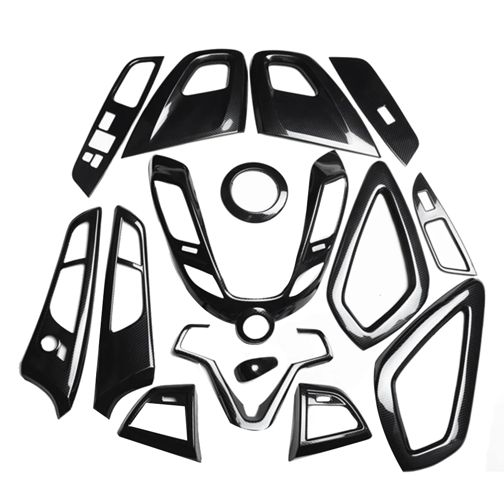 

Carbon Fiber Car Decoration Steering Wheel & Center Console Air Outlet &Gear Shift Cover Trim for Hyundai Veloster 11-17