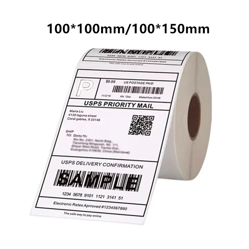 

Этикетка для доставки 100*100/150 мм, экспресс-наклейка waybill 4*4/6 дюйма, водонепроницаемая, маслостойкая, спиртостойкая, 500 листов/рулон