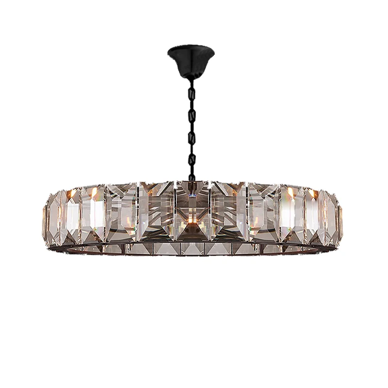 

Art Led Chandelier Pendant Lamp Lights Room Decor Designer Lustre Hanging For Dinning Vintage American Black Crystal decoration