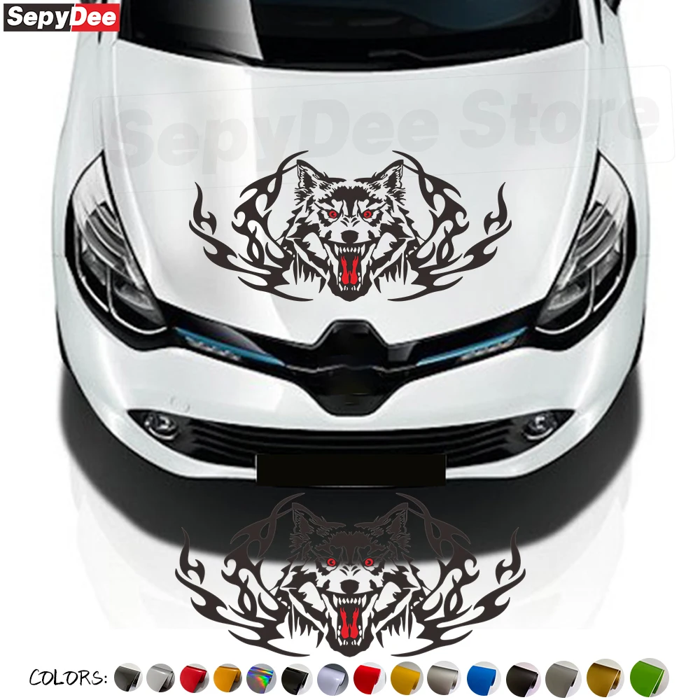 

Car Stickers Wolf Pattern Style Auto Hood Bonnet Window Door Animal Reflective vinyl Decals Creative Decoration Accessories