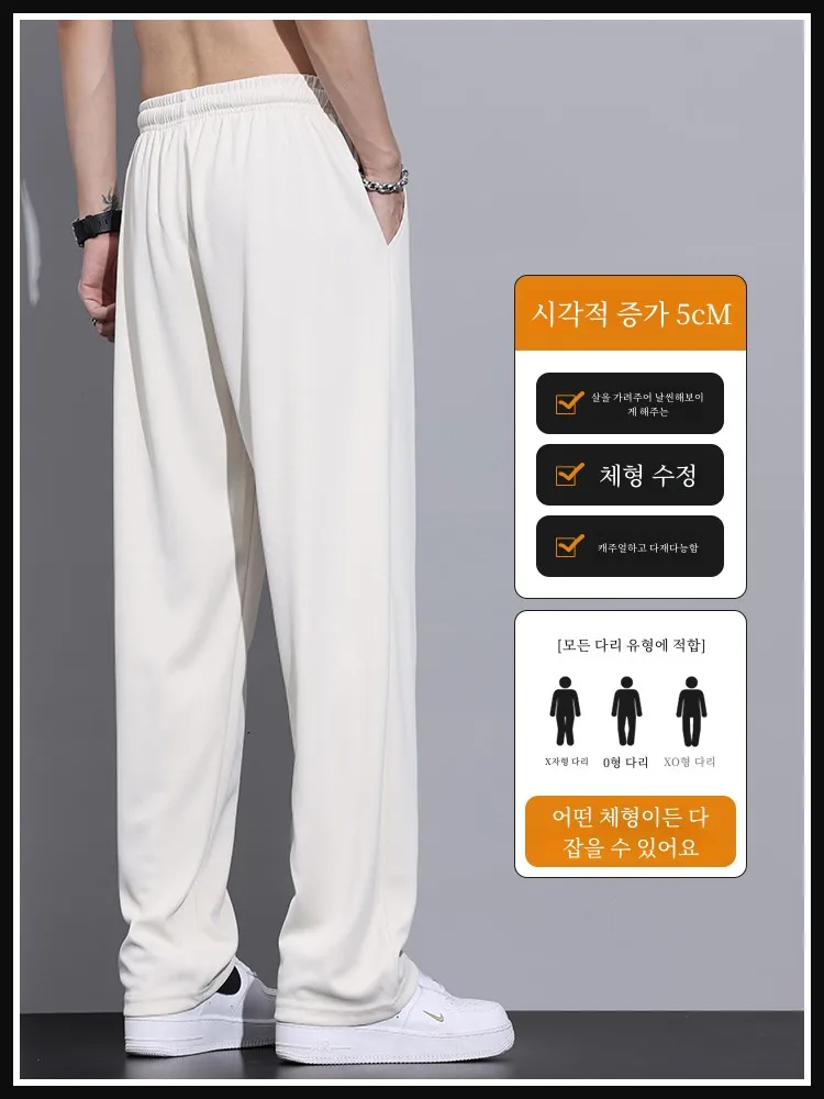 Autumn and Winter Sweatpants Men's Loose Straight Casual Trousers Fleece-lined Thickened 2024 New Sports