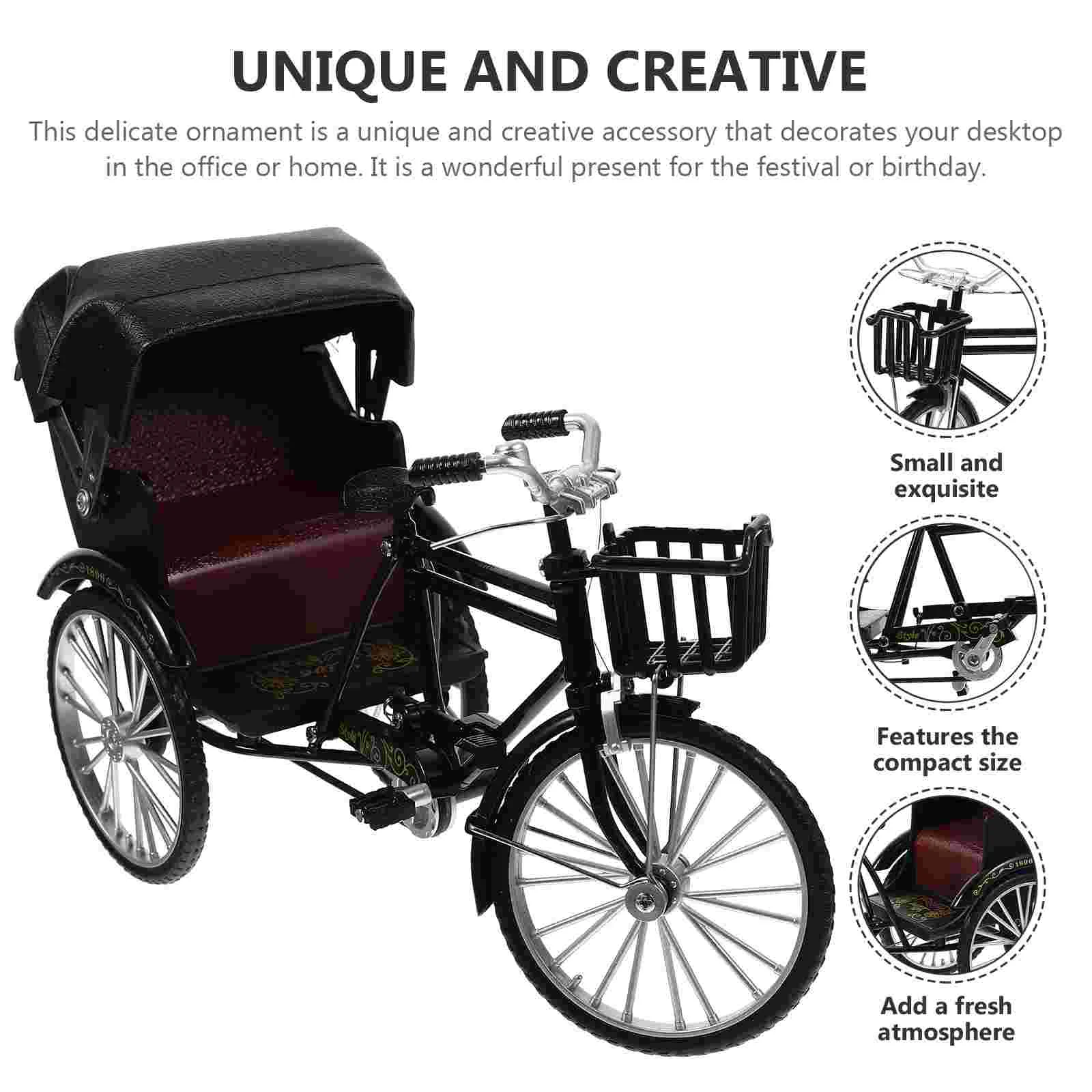 Украшение автомобиля винтажная фигурка черная пластиковая ретро модель рикша