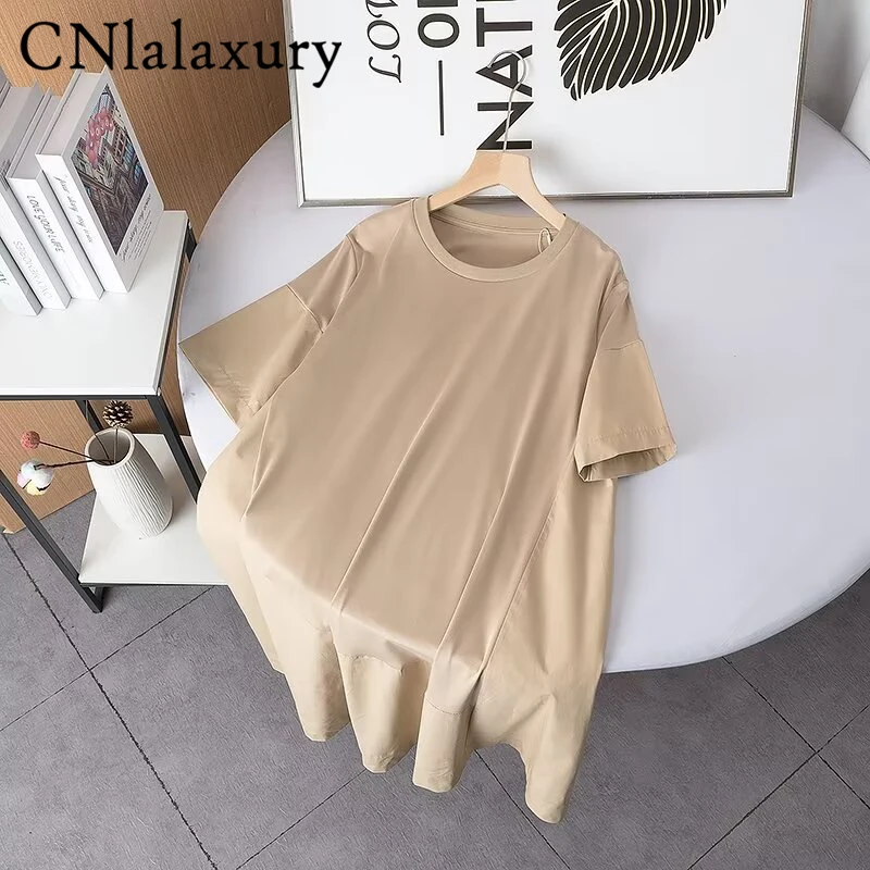 CNlalaxury женское 2024 летнее Новое модное Повседневное платье с коротким рукавом
