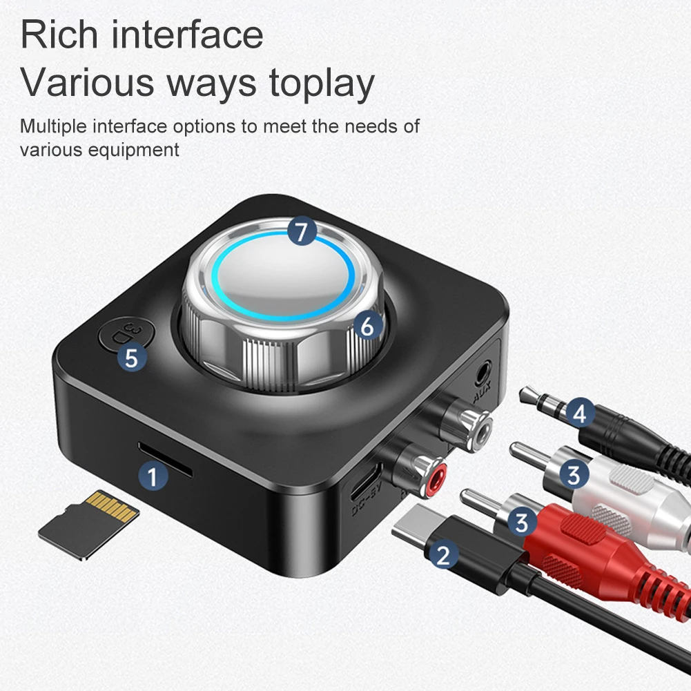 

Car Bluetooth-Compatible Receiver Adapter 3D Stereo Bass Audio Receiver Supports AUX RCA for Car Home Stereo Headphones Speakers